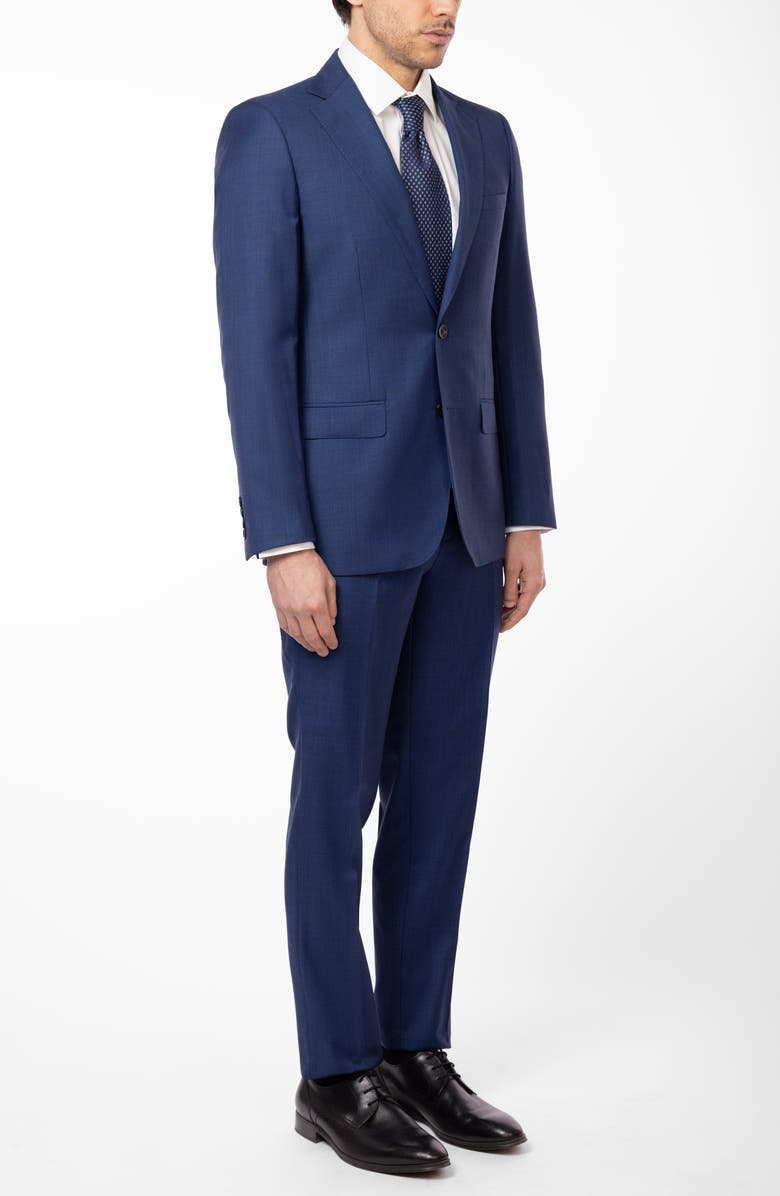 ZANETTI Matteo Slim Fit Blue Mélange Wool Suit, Alternate, color, Blue