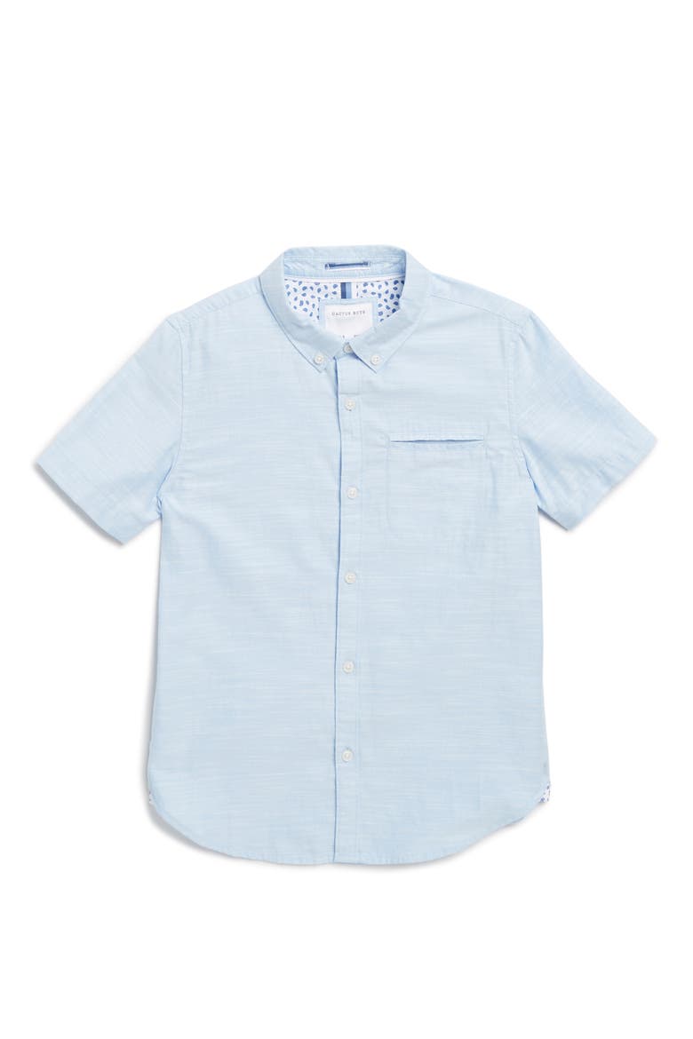 Kids' Short Sleeve Button-Down Shirt, Main, color, BLUE