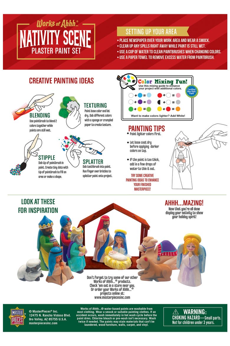 Nativity Scene Plaster Paint Set, Alternate, color, Multicolor