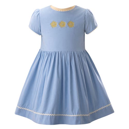 Shop Rachel Riley Snowflake Embroidered Dress In Blue