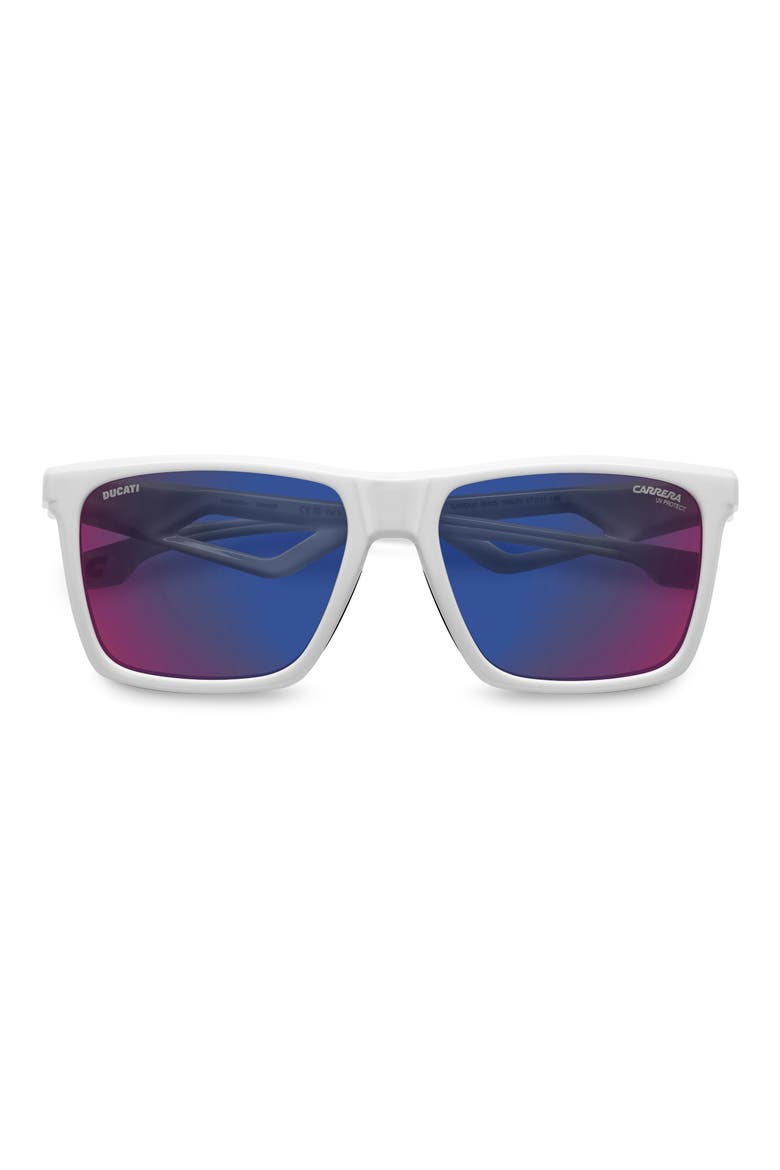 Carduc 57mm Rectangular Sunglasses, Alternate, color, WHITE/ BLUE ML