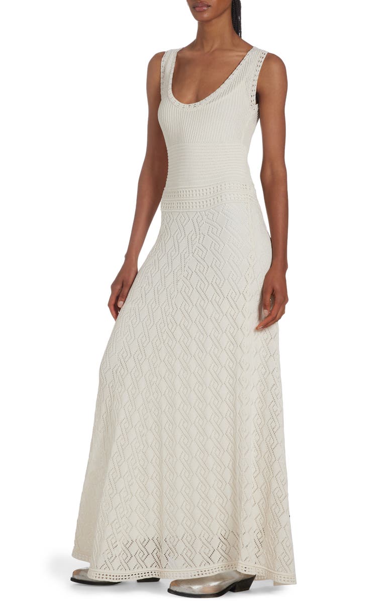 Golden Goose Sleeveless Pointelle Maxi Sweater Dress, Alternate, color, 