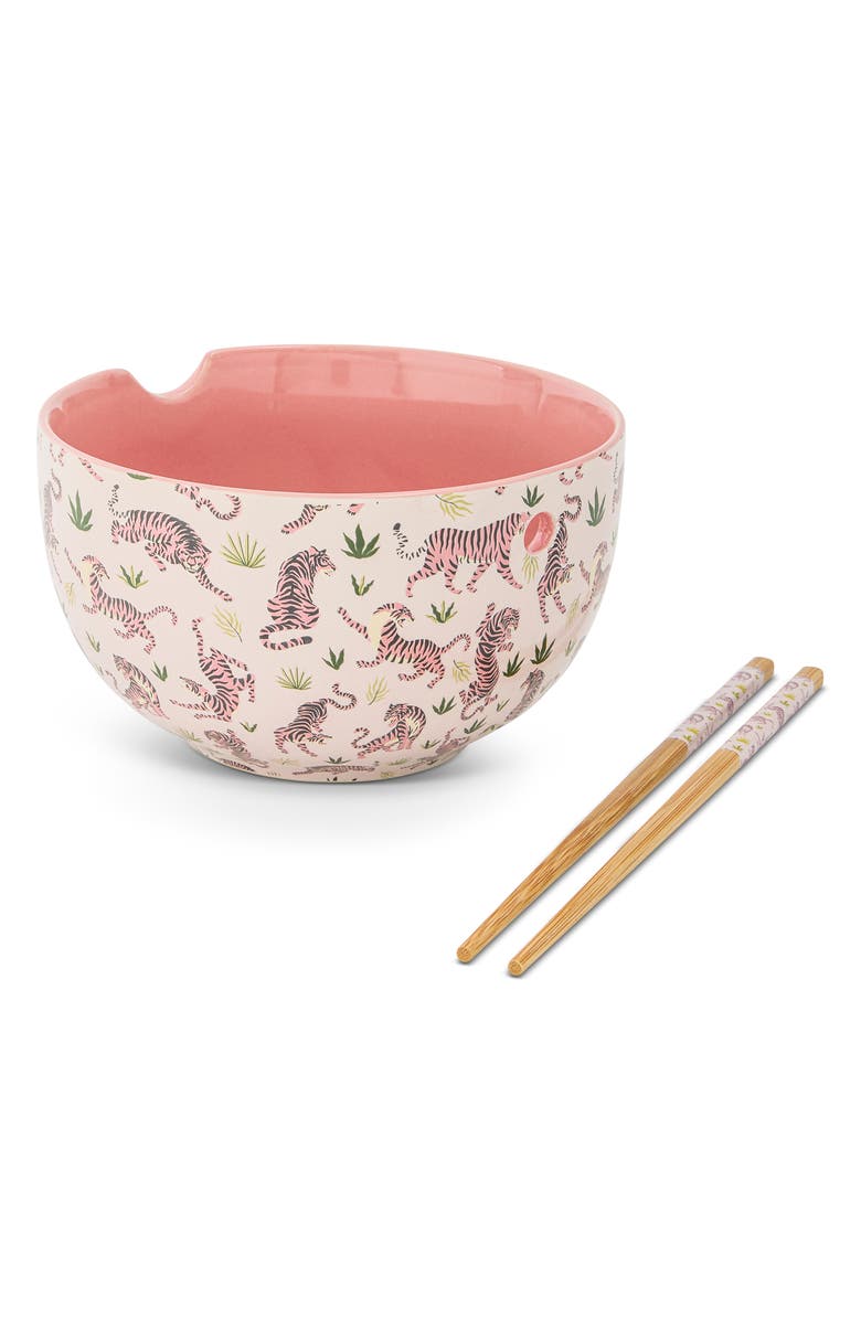 Core Home Ramen Noodle Bowl & Chopsticks Set, Alternate, color, Pink Tiger