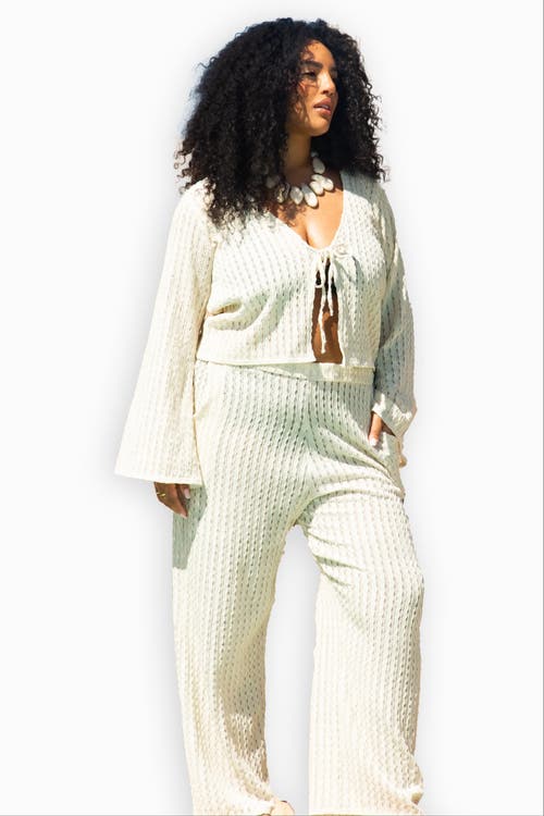 Fashion-szn Curve Wide Leg Crochet Resort Pants In White
