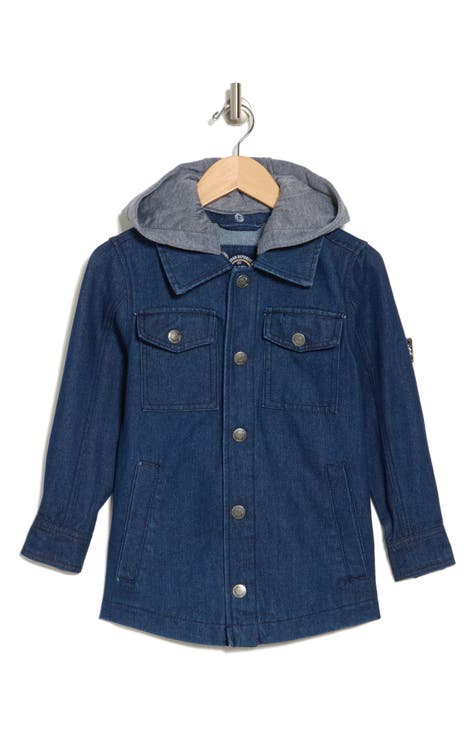 Kids' 4-Pocket Denim Shacket with Removable Hood (Toddler & Little Kid)