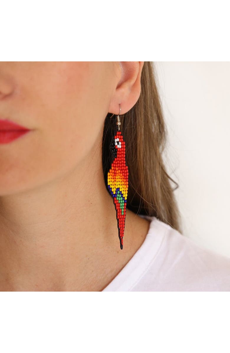 Fosterie Red Parrot Earrings, Alternate, color, Red