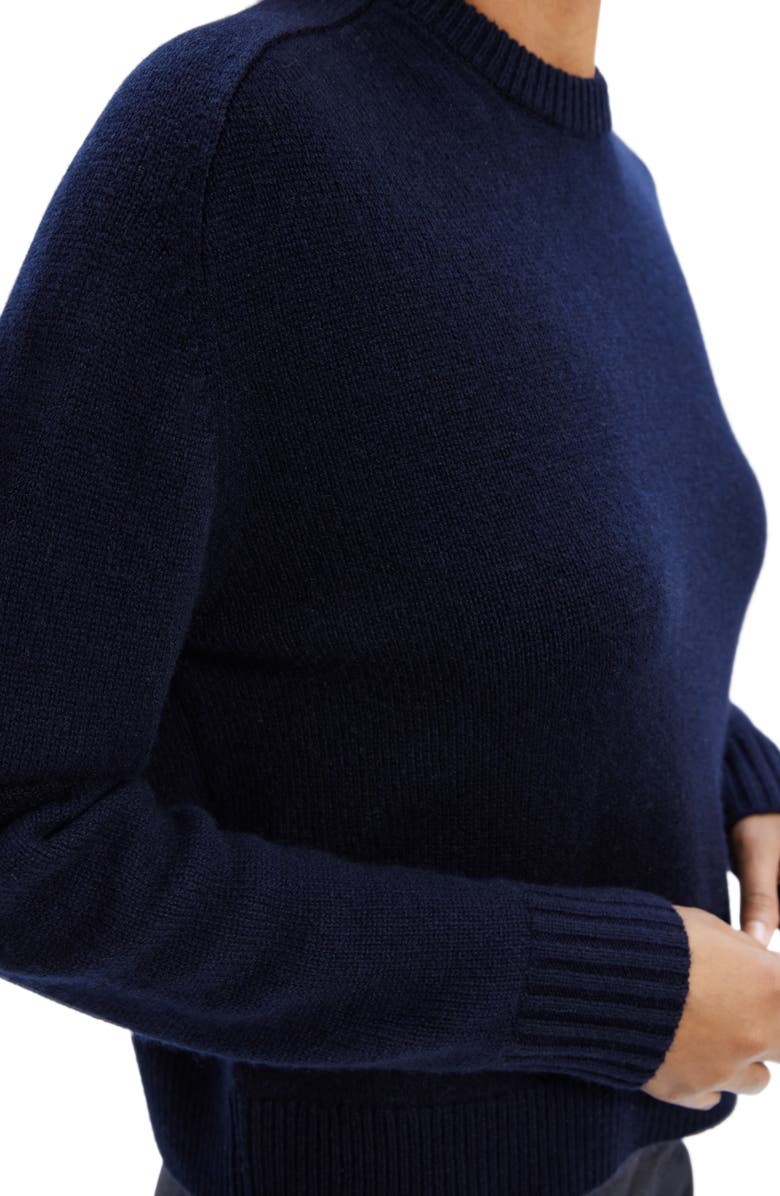 Theory Cashmere Crewneck Crop Sweater, Alternate, color, Dark Denim