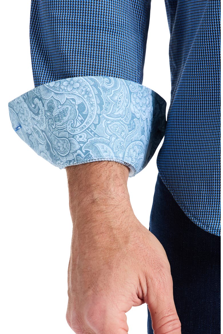 Cortland Stretch Cotton Button-Up Shirt, Alternate, color, NAVY