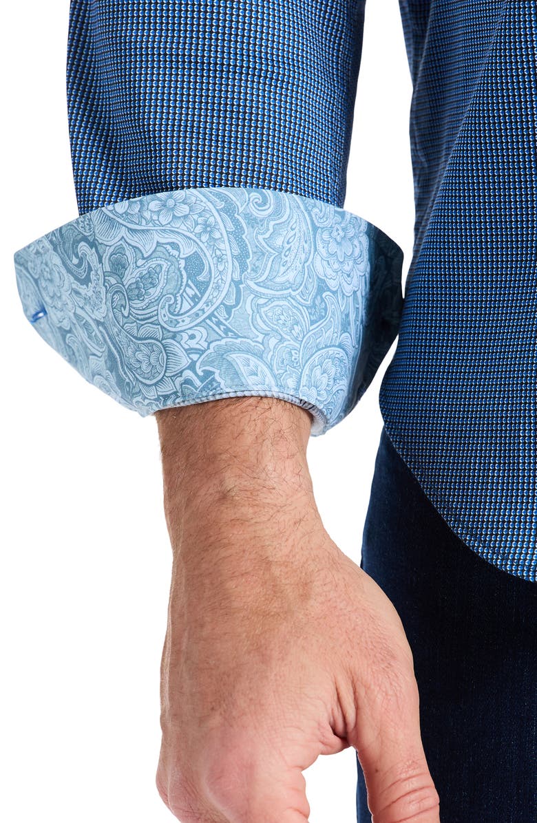 Robert Graham Cortland Stretch Cotton Button-Up Shirt, Alternate, color, Navy