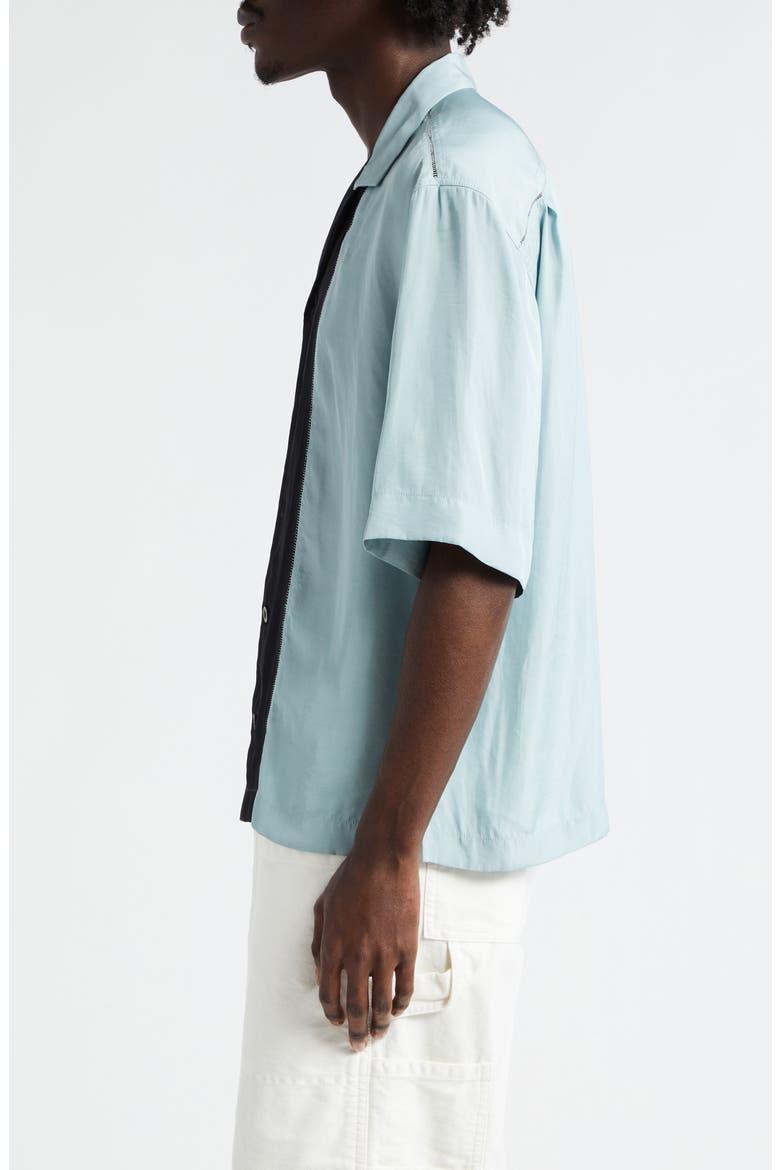 Curbank Colorblock Ladder Stitch Satin Camp Shirt, Alternate, color, LIGHT BLUE 514