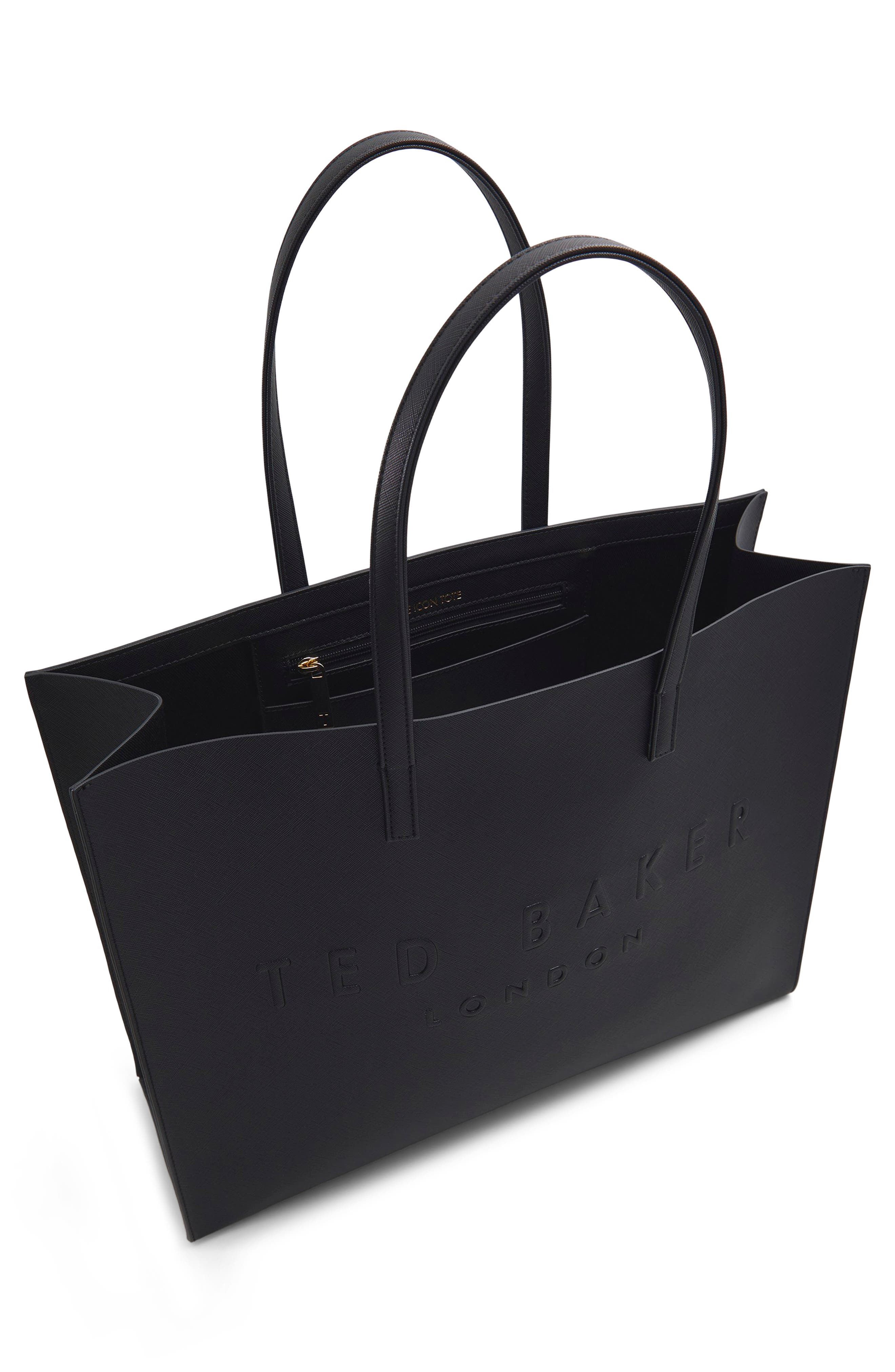 Ted Baker London Sukicon Faux Leather Tote, Alternate, color, Open Black