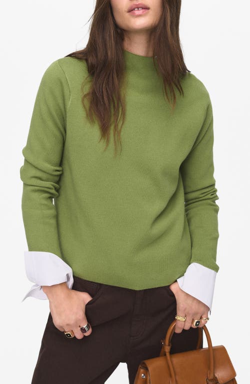 Mango Funnel Neck Sweater In Green
