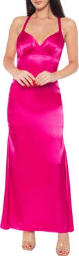 Jump Apparel Strappy Back Satin Charmeuse Gown