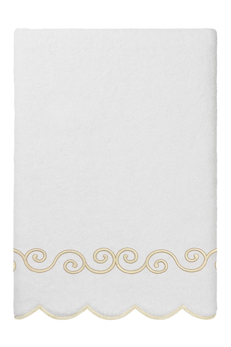 6-Piece Symmetra Embroidered Turkish Cotton Towel Set, Alternate, color, WHITE/ BEIGE