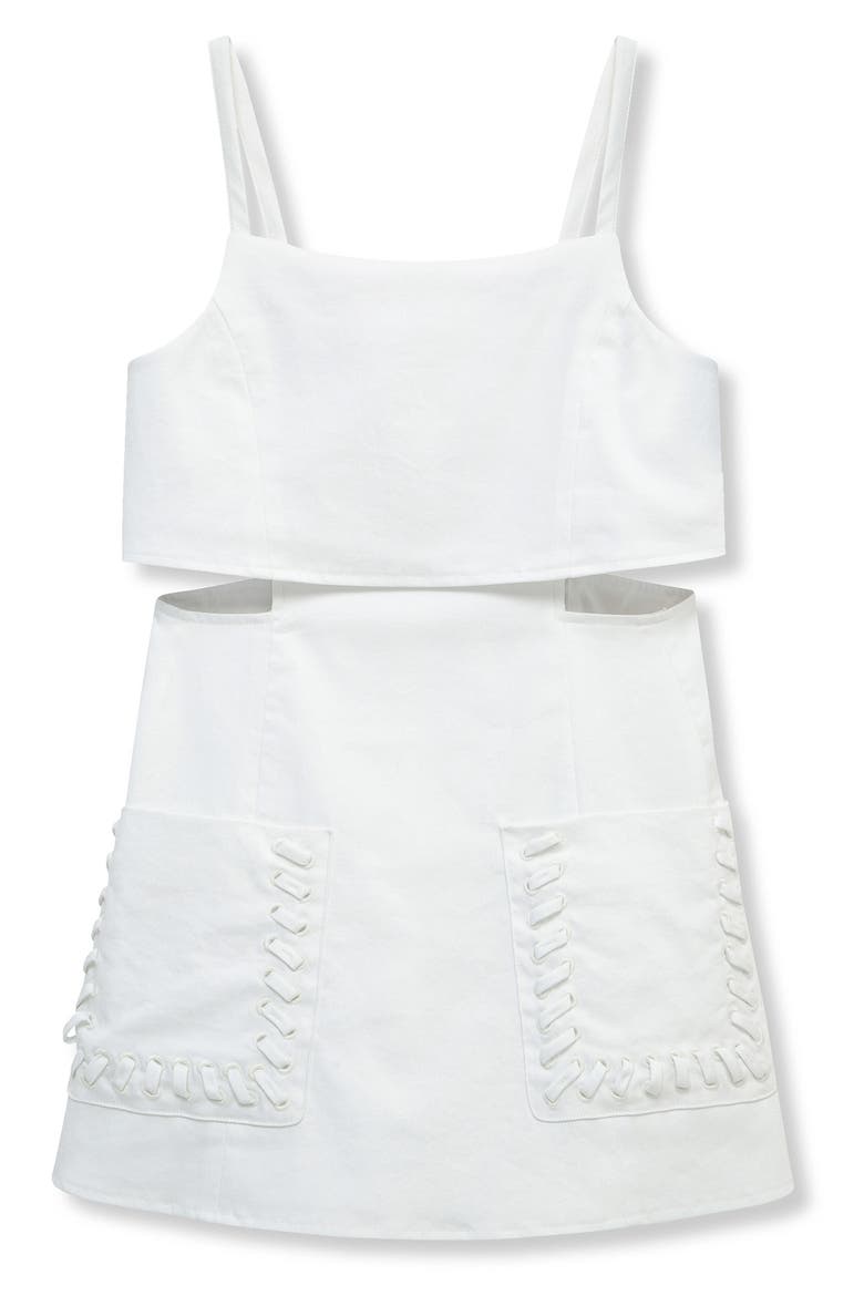 Kids' Cutout Stretch Cotton Romper, Main, color, WHITE