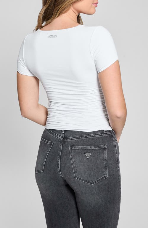 Guess Charlotte Ruched Top In Pure White