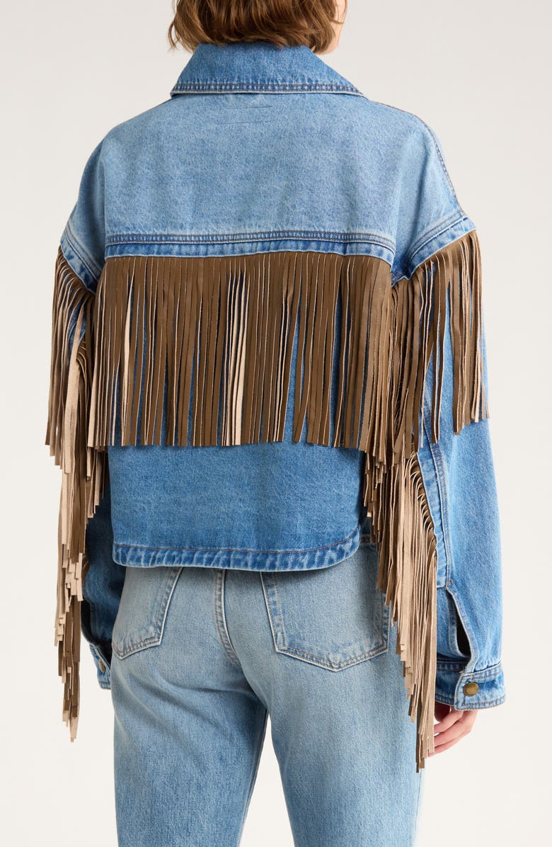 BLANKNYC Western Fringe Denim Jacket, Alternate, color, New Western