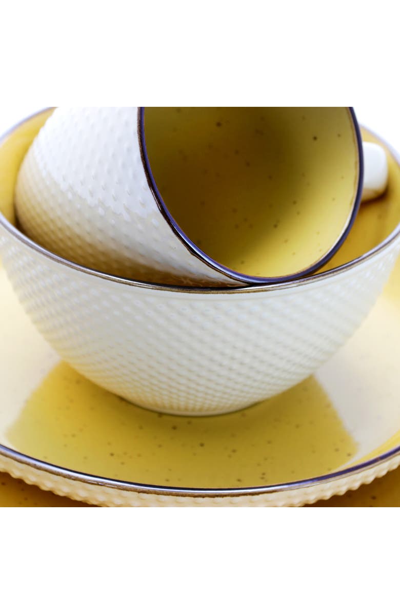 Elama Mellow-Yellow 16-Piece Dinnerware Set, Alternate, color, Yellow
