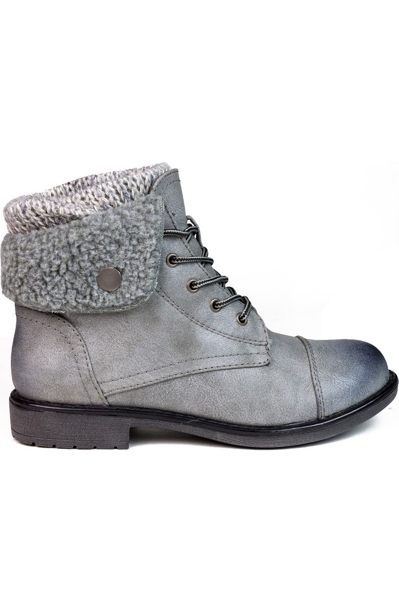 CLIFFS BY WHITE MOUNTAIN Duena Faux Shearling Trimmed Hiking Boot, Alternate, color, Lt Gry/Burn/Fab/Fleece