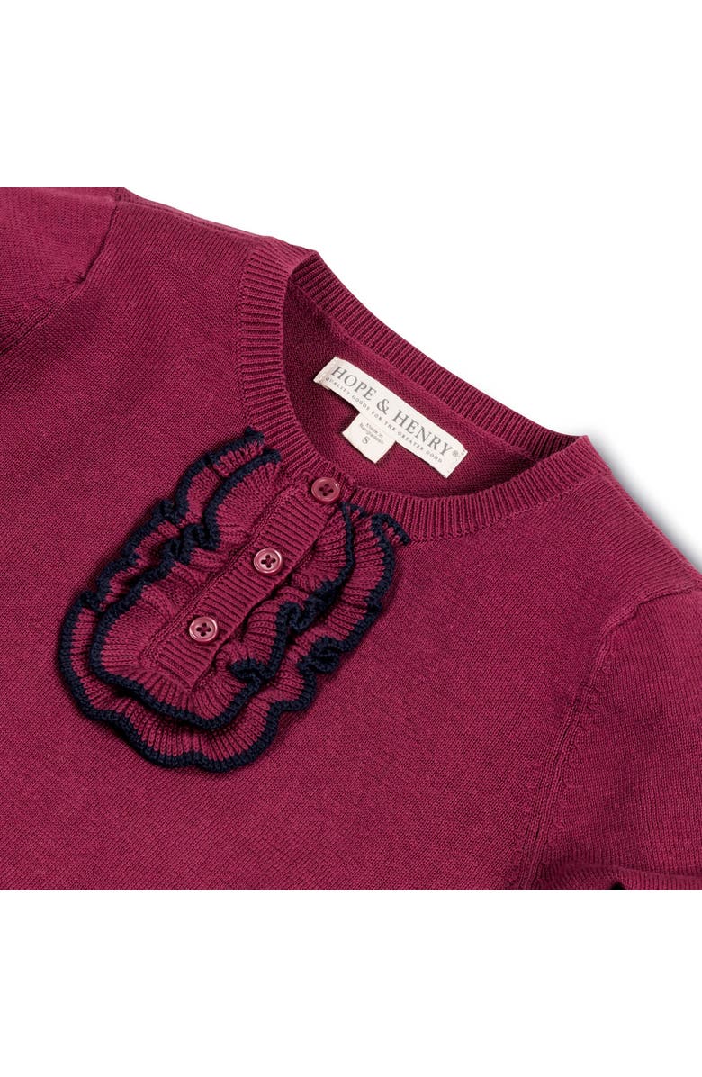Hope & Henry Baby Girls' Organic Ruffle Henley Sweater, Infant, Alternate, color, 