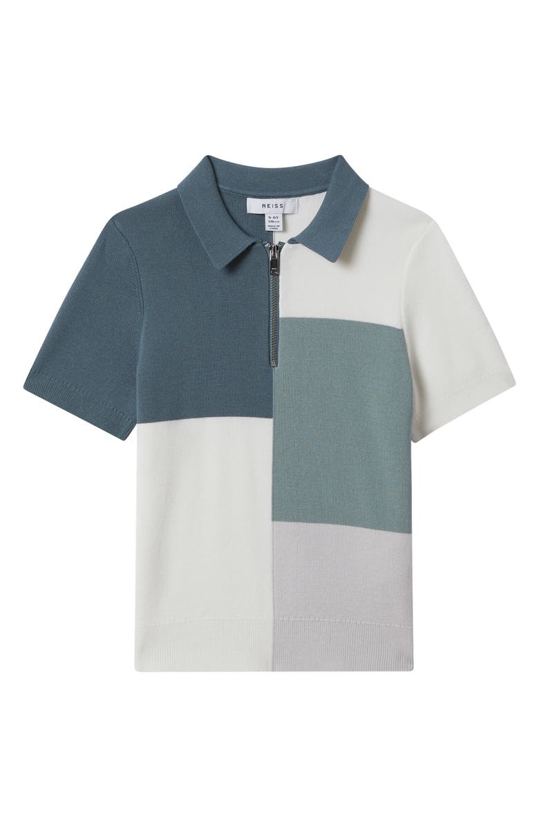 Reiss Kids' Delta Sr. Colorblock Quarter Zip Polo, Main, color, 