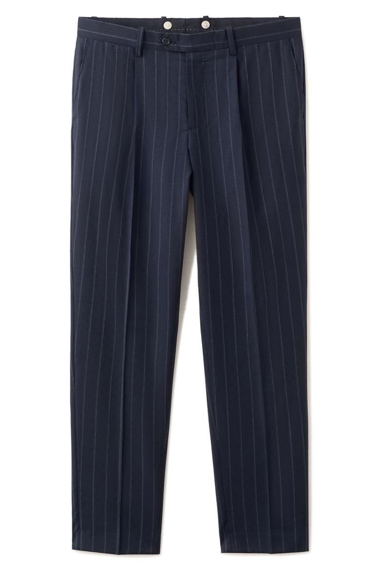 Venice Chalk Stripe Slim Fit Virgin Wool Pants, Alternate, color, NAVY