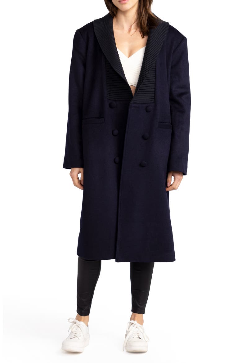 After Party Quilt Lined Wool Blend Coat, Main, color, NAVY