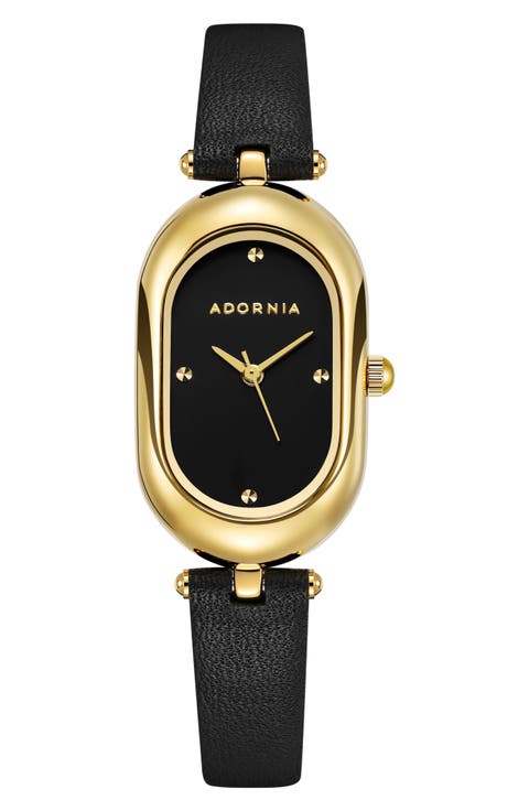 Milan Faux Leather Strap Watch, 32.5mm x 20mm