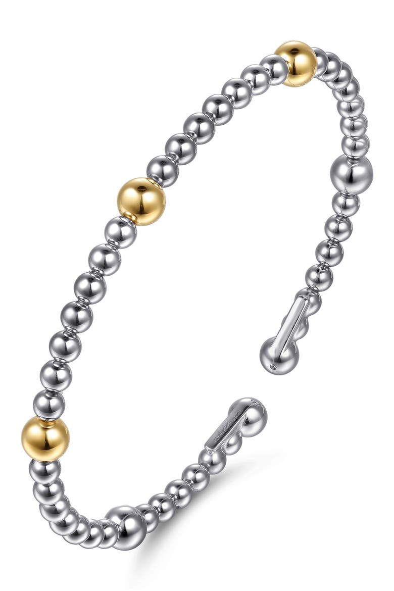 Sterling Silver & 14K Gold Split Bangle Bracelet, Alternate, color, SILVER/ 14K YELLOW GOLD