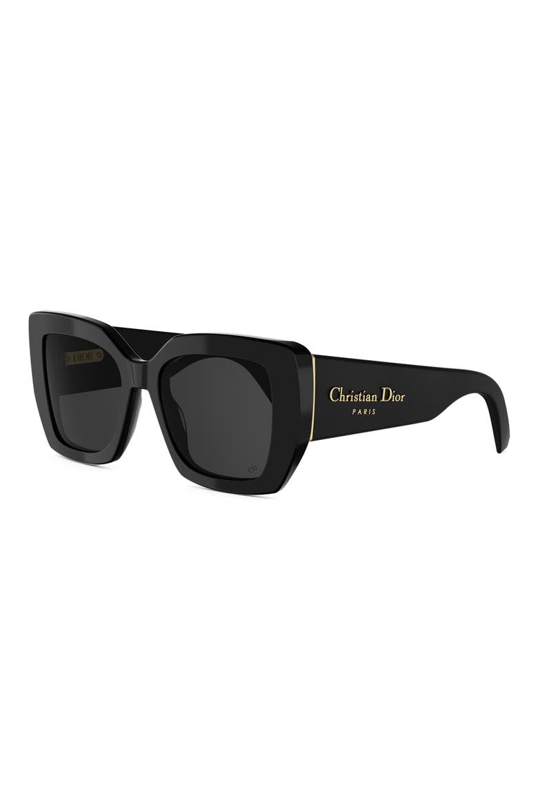 'DiorOmbre S2I 54mm Square Sunglasses, Alternate, color, SHINY BLACK / SMOKE