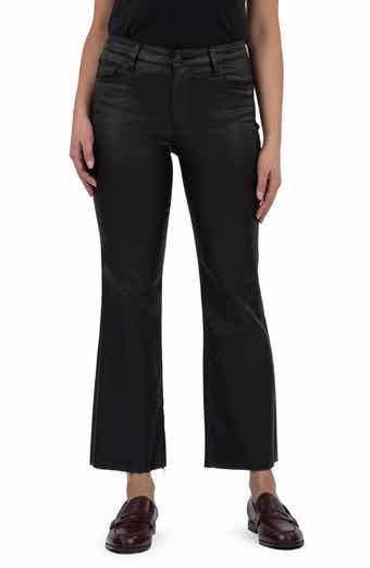 KUT from the Kloth Kelsey Coated High Waist Raw Hem Kick Flare Jeans