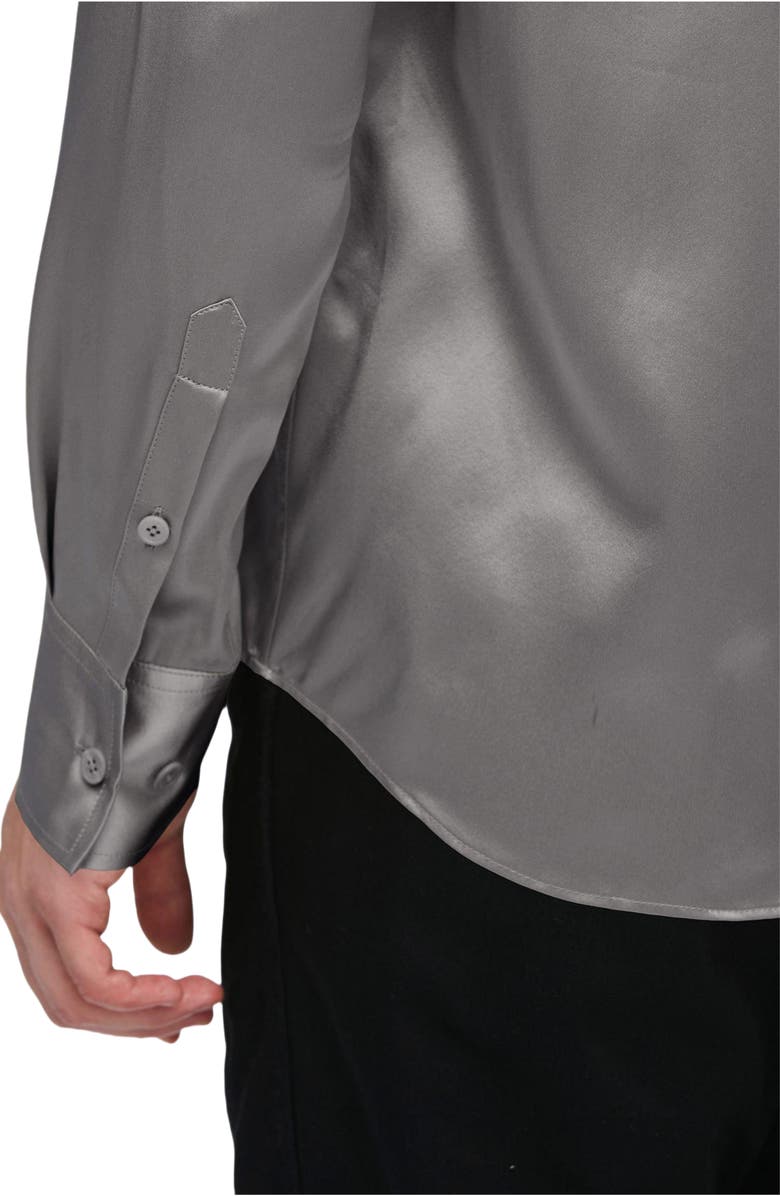 Lilysilk Women's Mulberry Silk Basic Mens Shirt, Alternate, color, Dark Gray
