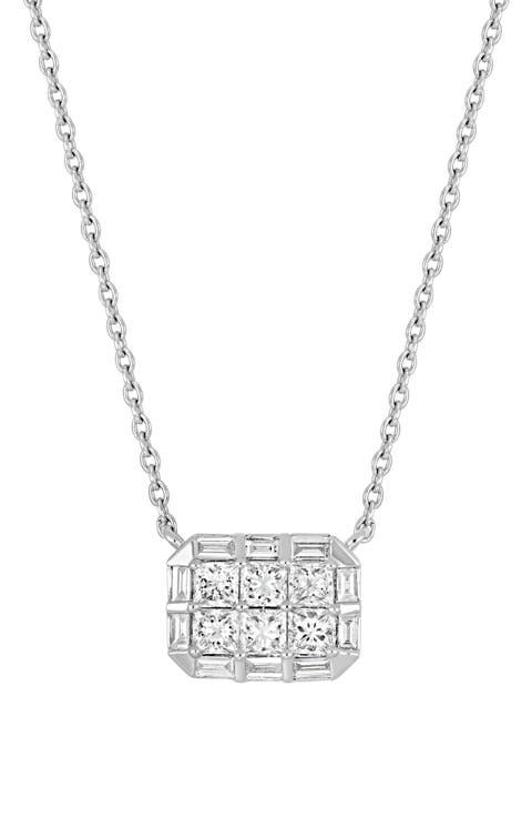 Mika Diamond Small Square Pendant Necklace