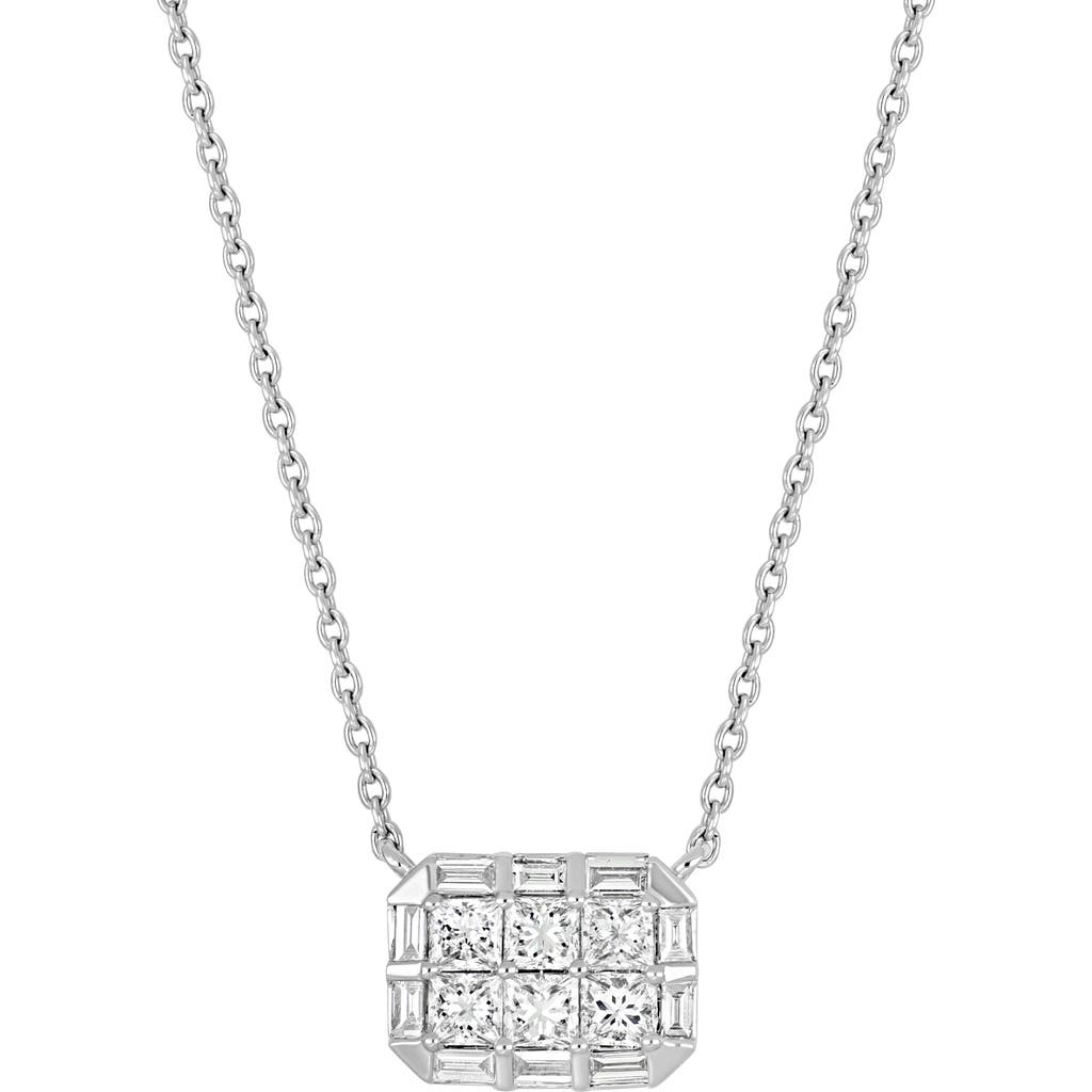Bony Levy Mika Diamond Small Square Pendant Necklace In Metallic