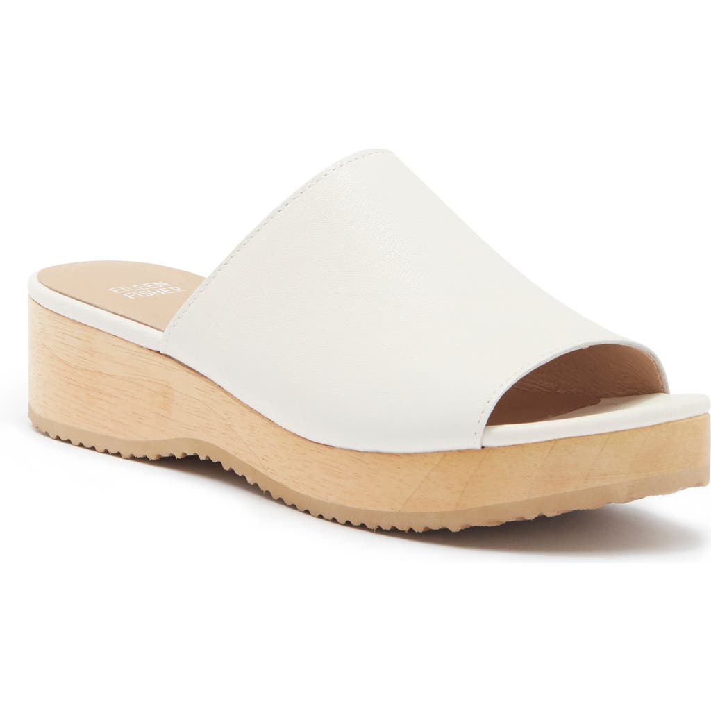Eileen Fisher Novel Platform Slide Sandal In Bone