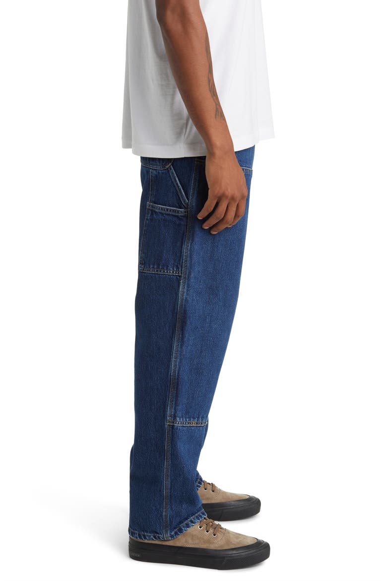 Double Knee Work Jeans, Alternate, color, BLUE (STONE WASHED)
