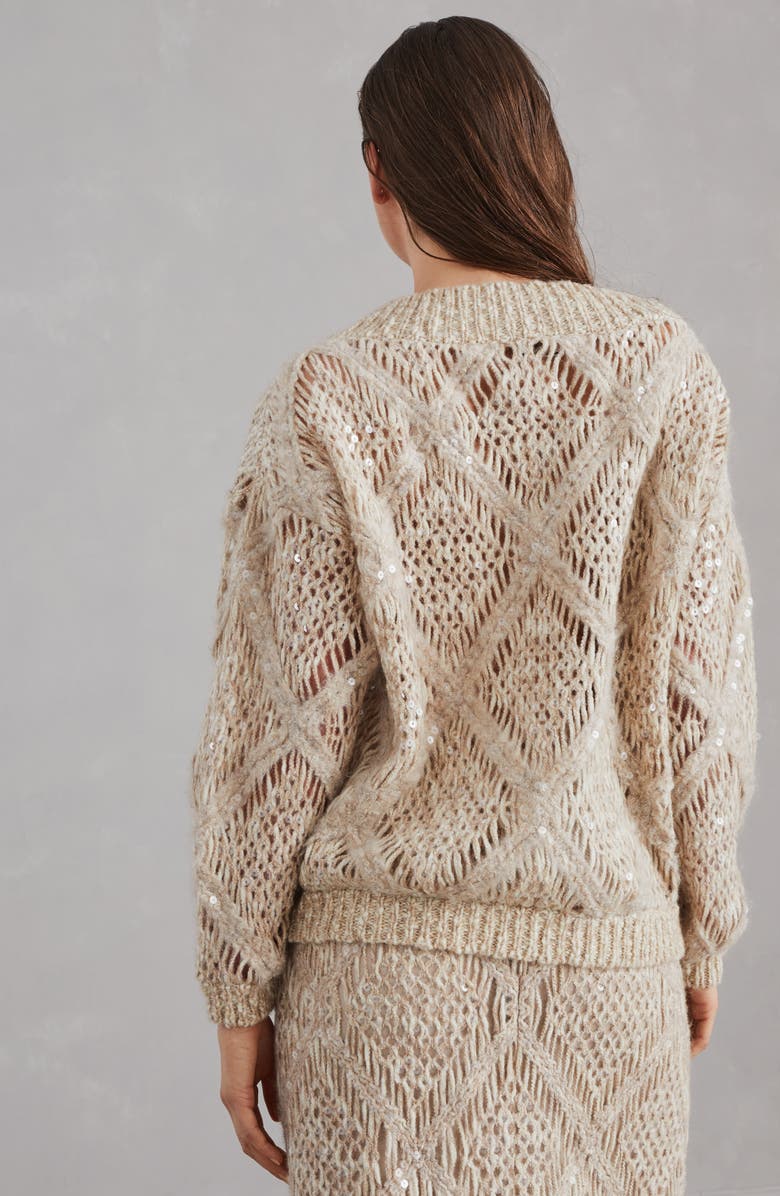 Brunello Cucinelli Wool and alpaca sweater with dazzling macro argyle embroidery, Alternate, color, 