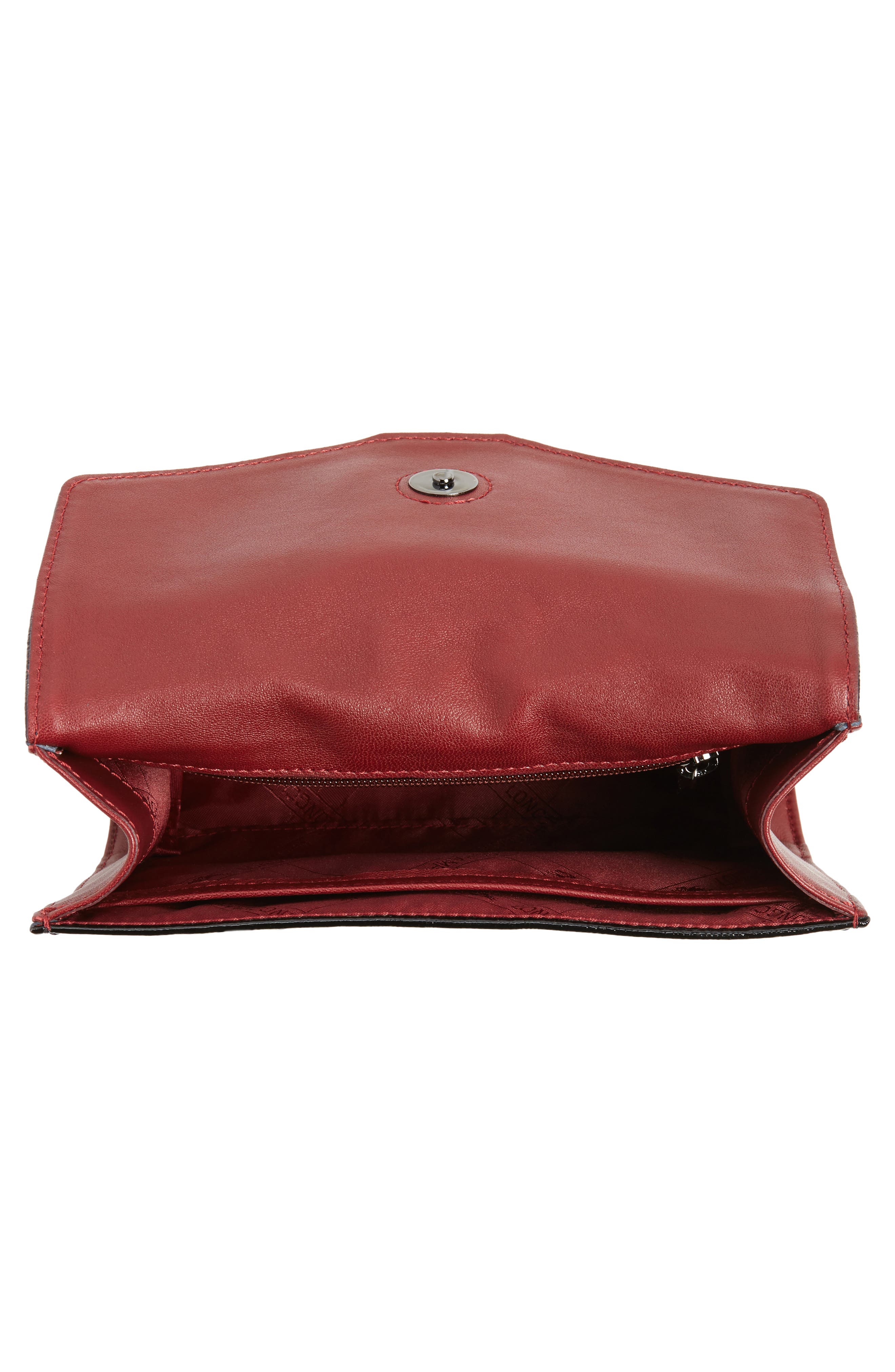 Longchamp La Baronne Genuine Shearling Trim Leather Clutch, Alternate, color, Red Lacquer