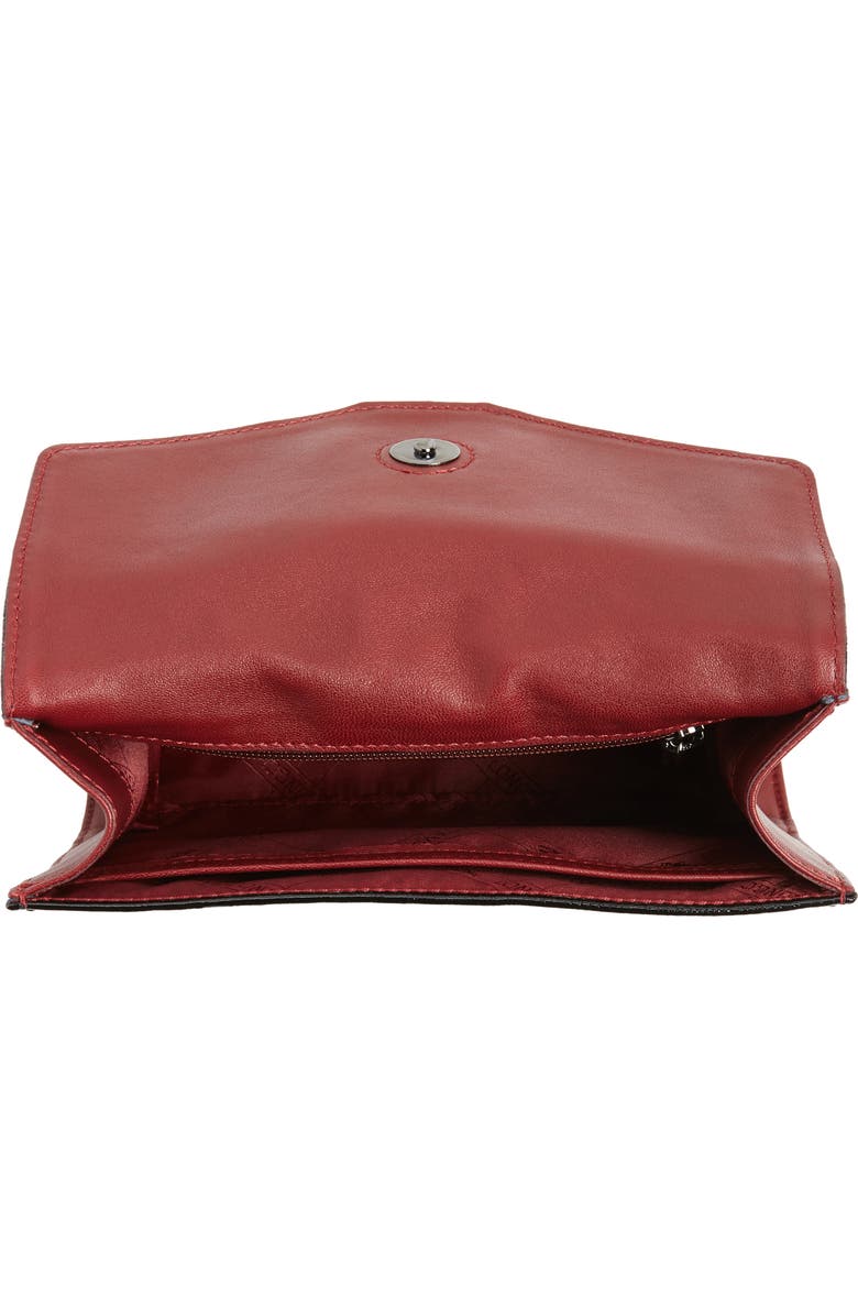 Longchamp La Baronne Genuine Shearling Trim Leather Clutch, Alternate, color, Red Lacquer
