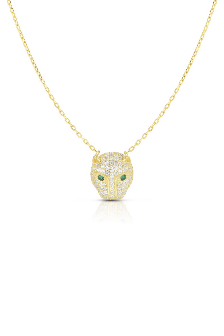 Pavé Panther Head Pendant Necklace, Main, color, GOLD