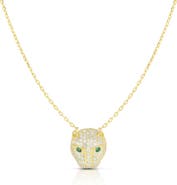 SPHERA MILANO Pavé Panther Head Pendant Necklace