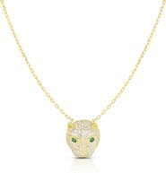 SPHERA MILANO Pavé Panther Head Pendant Necklace