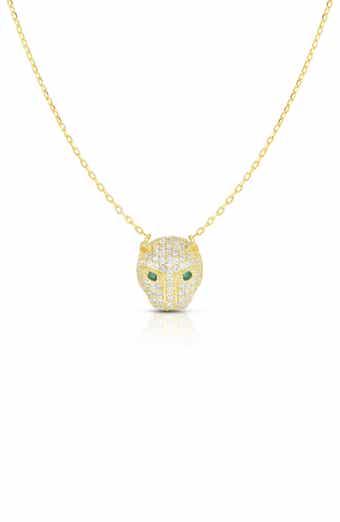SPHERA MILANO Pavé Panther Head Pendant Necklace