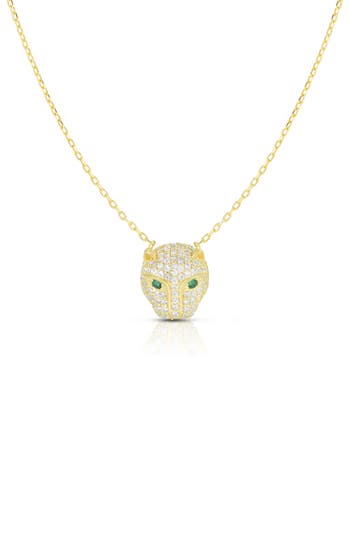Sphera Milano Pavé Panther Head Pendant Necklace In Gold