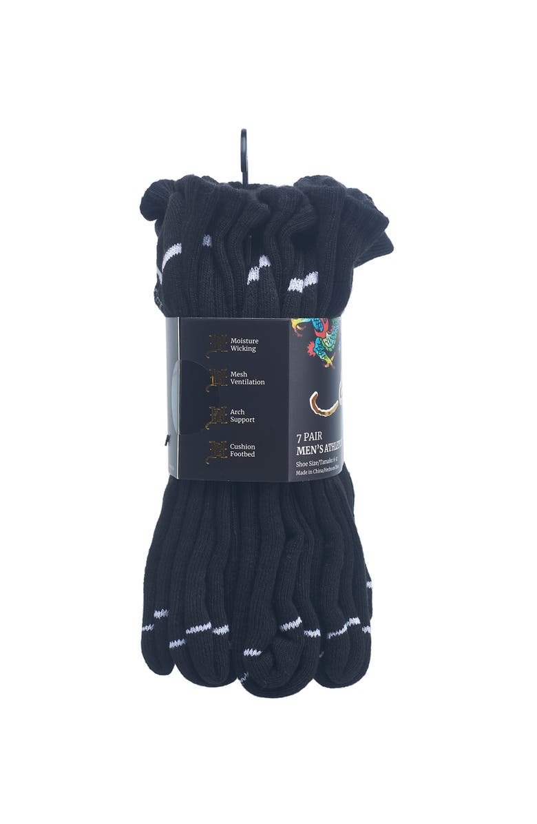 Ed Hardy Athletic Half Cushion Crew Sock 7-Pack, Alternate, color, Black