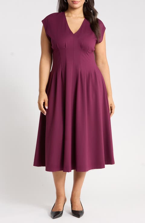 Seamed Ponte V-Neck Dress
