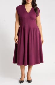Nordstrom Seamed Ponte V-Neck Dress