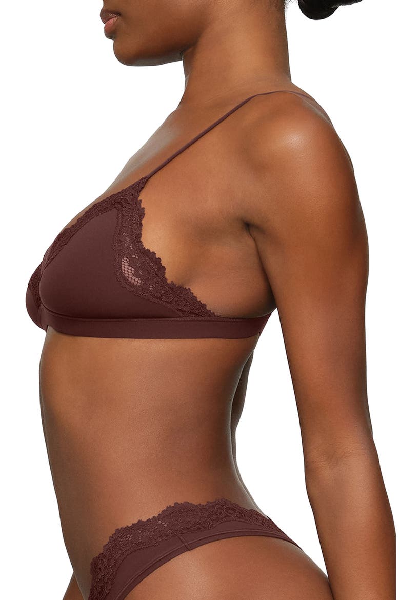 Fits Everybody Corded Lace Triangle Bralette, Alternate, color, COCOA