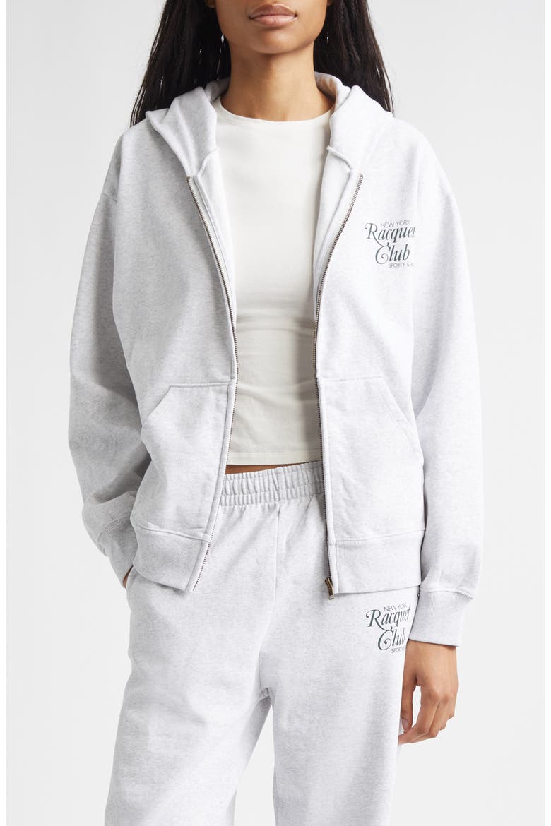 Sporty & Rich New York Racquet Club Full Zip Fleece Hoodie | Nordstrom