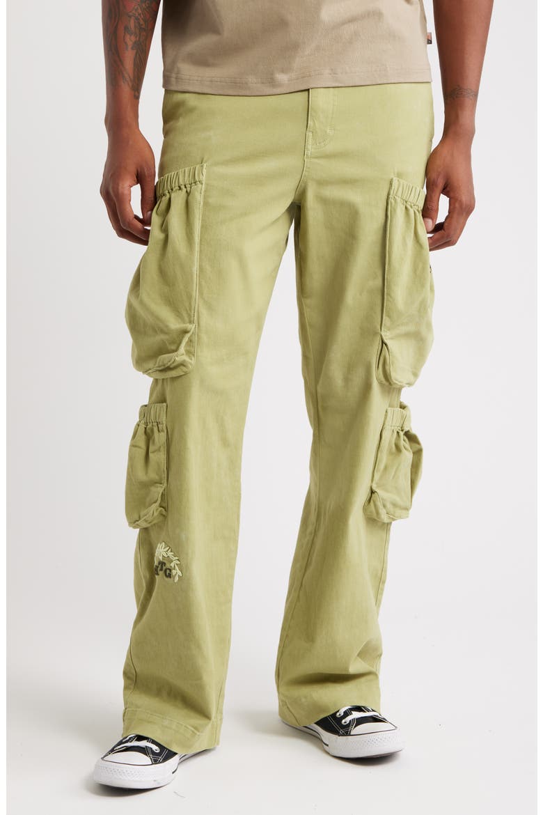 Wide Leg Cotton Twill Cargo Pants, Main, color, GREEN